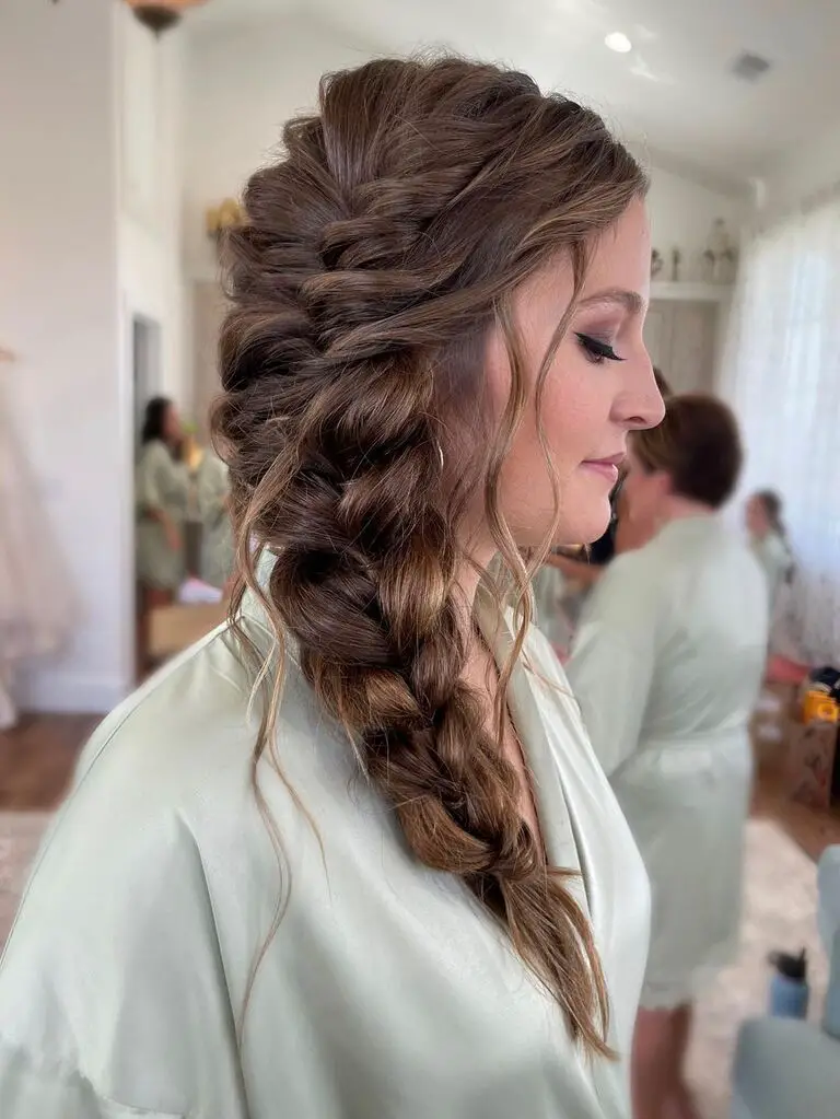 French Braid Bridesmaid Hairstyles #2. Side-Swept French Braid