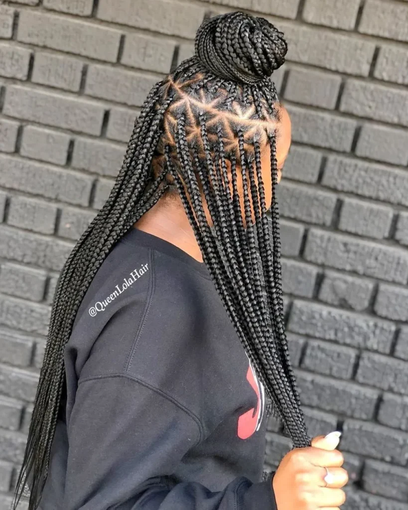 Extensions Hairstyles Braids: box braids with triangle part