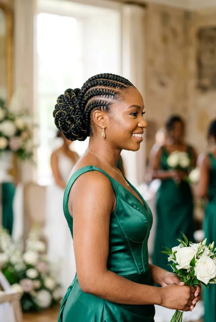 Wedding Hairstyles With Braids for Black Bridesmaids #1. Braided Updo Bun