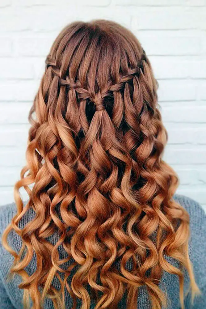 Types of braids: Waterfall Braid on curly hair