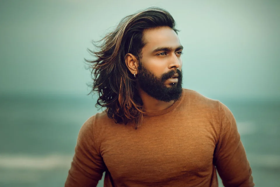 male long hair style on a brown man