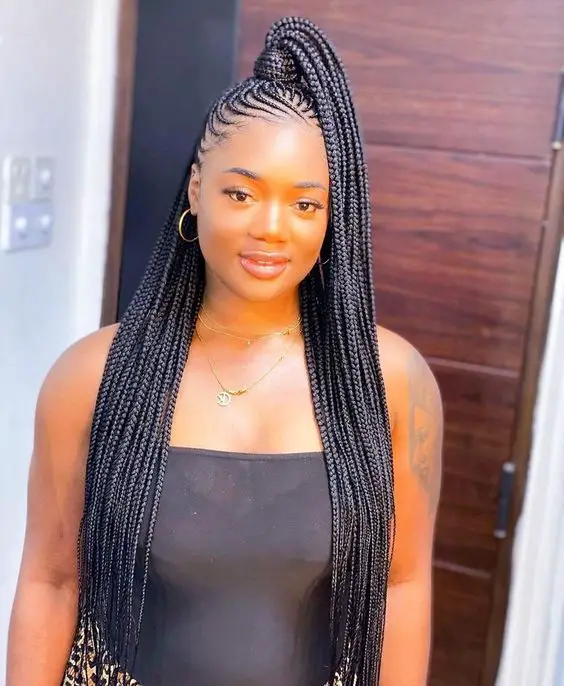 Tribal Braids Styles: cornrows and long braids done in Accra