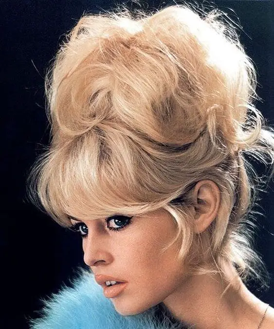 Brigitte Bardot wearing the 1960 beehive hairstyle