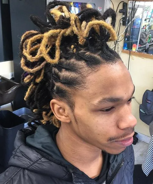Blonde and Black Dreads on a man