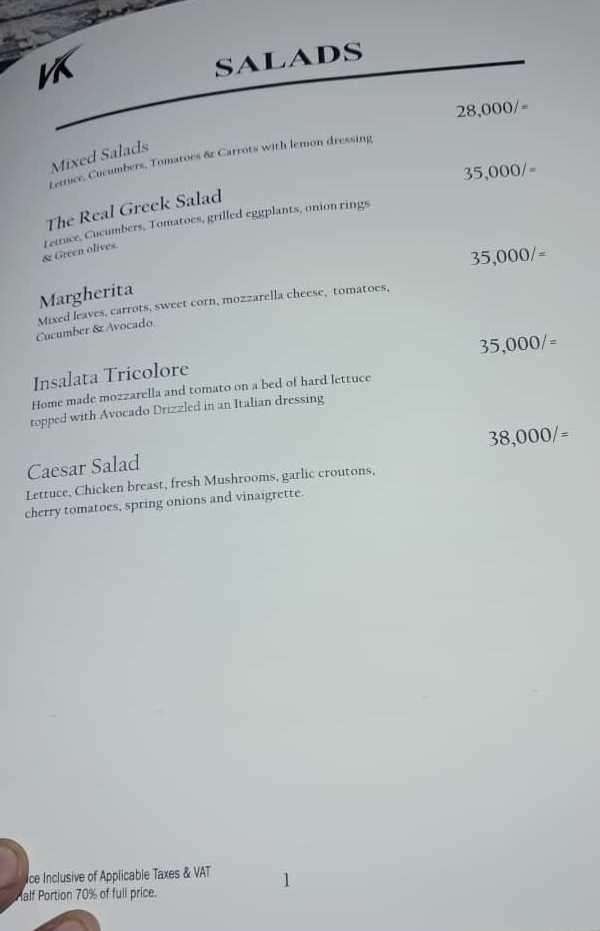Mediterraneo Restaurant menu: salads