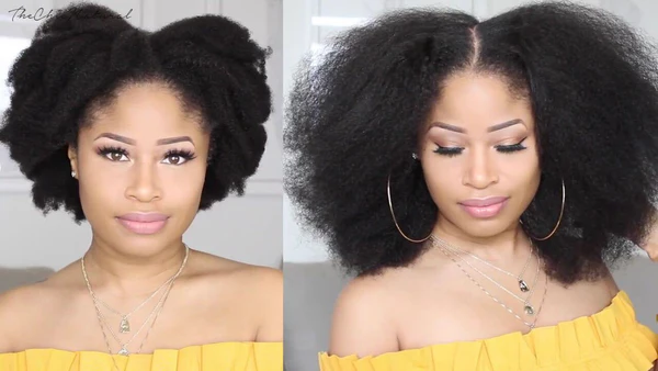 Blown Out Natural Hair Styles: a middle parted afro